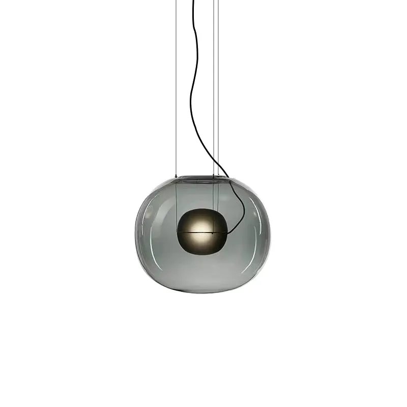 Globe hanglamp modern rookgrijs/helder glas 1 kop eetkamer hanglampset Clearhalo