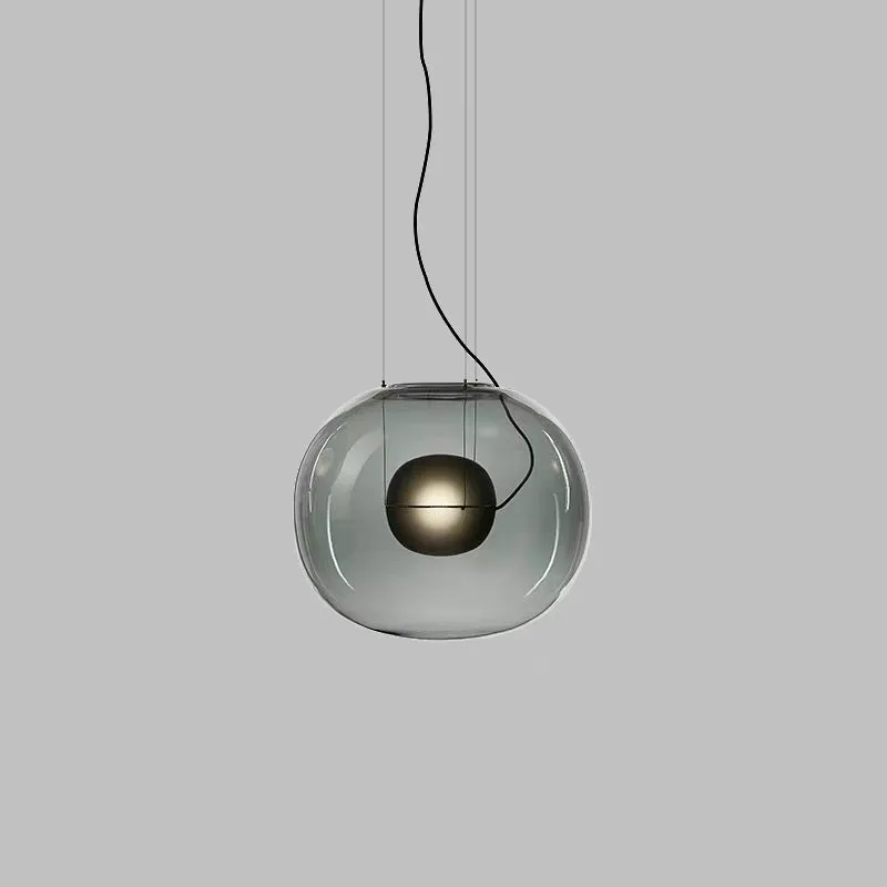 Globe hanglamp modern rookgrijs/helder glas 1 kop eetkamer hanglampset Clearhalo