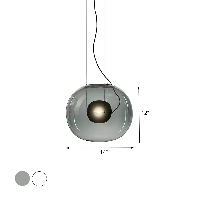 Globe hanglamp modern rookgrijs/helder glas 1 kop eetkamer hanglampset Clearhalo