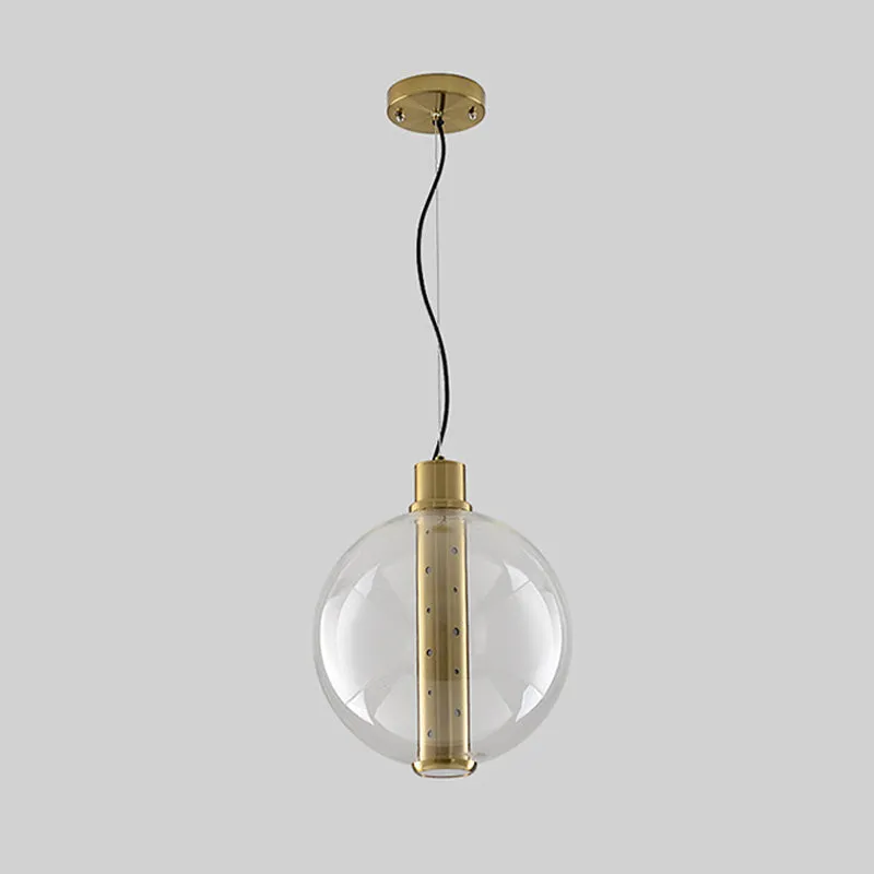 Globe helder glazen hanglamp Minimalistisch 1-lichts gouden LED-hanglamp voor slaapkamer Clearhalo