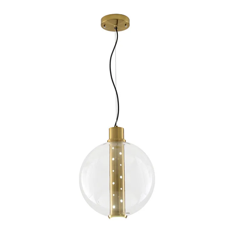Globe helder glazen hanglamp Minimalistisch 1-lichts gouden LED-hanglamp voor slaapkamer Clearhalo
