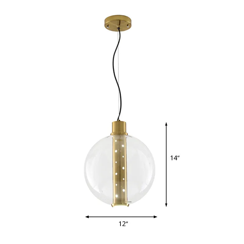 Globe helder glazen hanglamp Minimalistisch 1-lichts gouden LED-hanglamp voor slaapkamer Clearhalo