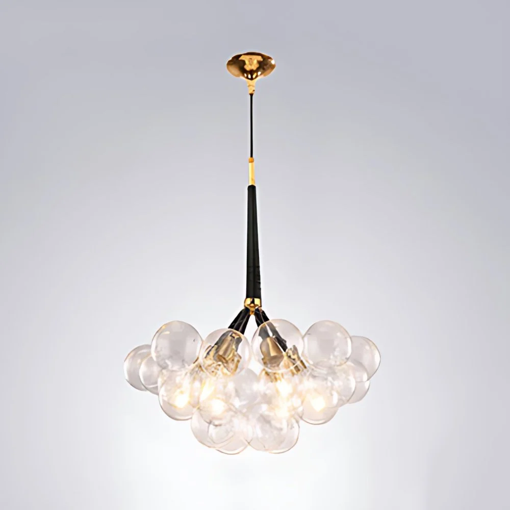 Globe helder glazen kroonluchter verlichting eigentijds 3/4/6 lichten zwart/wit led hangende plafondlamp Clearhalo