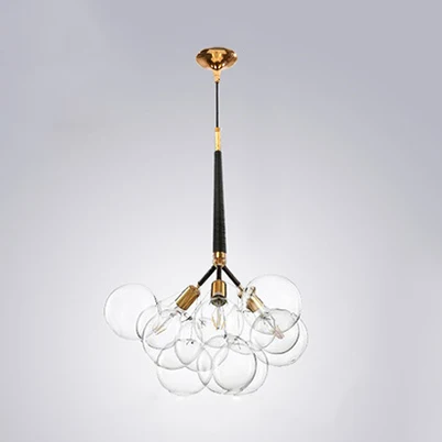 Globe helder glazen kroonluchter verlichting eigentijds 3/4/6 lichten zwart/wit led hangende plafondlamp Clearhalo