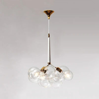 Globe helder glazen kroonluchter verlichting eigentijds 3/4/6 lichten zwart/wit led hangende plafondlamp Clearhalo