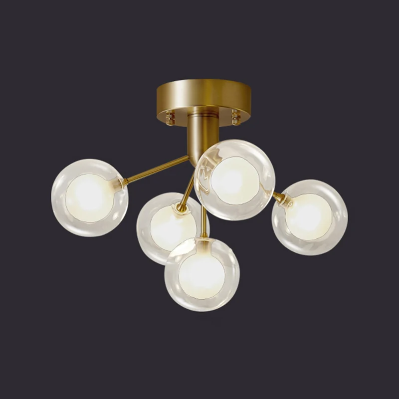 Globe inbouwlamp Minimalistische helderglazen gang Semi LED-inbouwkroonluchter Clearhalo