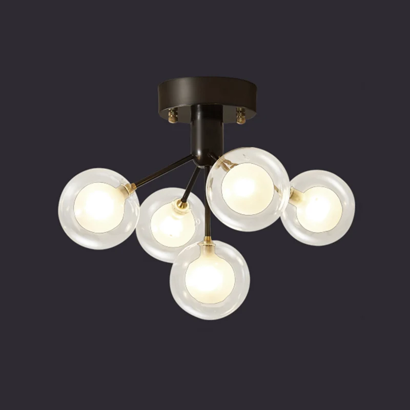 Globe inbouwlamp Minimalistische helderglazen gang Semi LED-inbouwkroonluchter Clearhalo