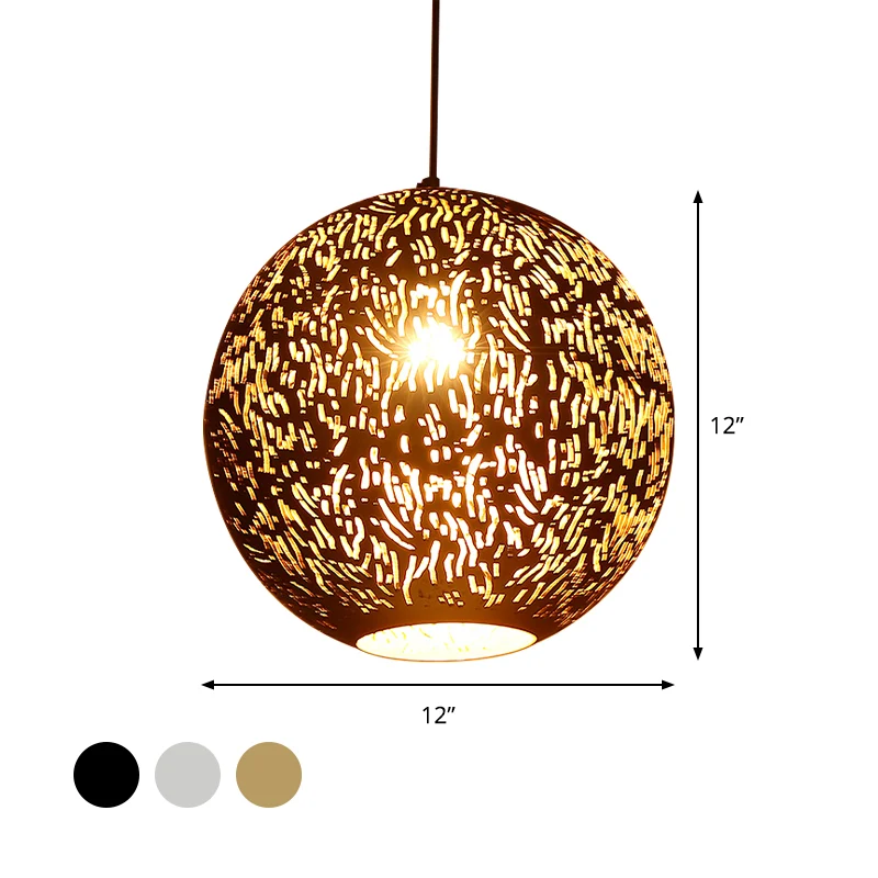 Globe Metallic Hanglamp Art Deco 1 Kops Woonkamer Plafond Hanglamp Zwart/Zilver/Messing Clearhalo