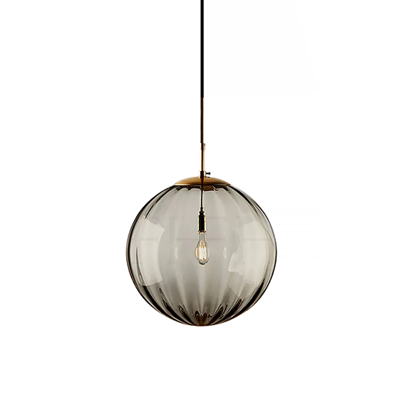 Globe Nachtkast Pendel Lichtblauw/Rookgrijs/Paars Glas 1 Lamp Postmoderne Plafondhanglamp Zwart Clearhalo
