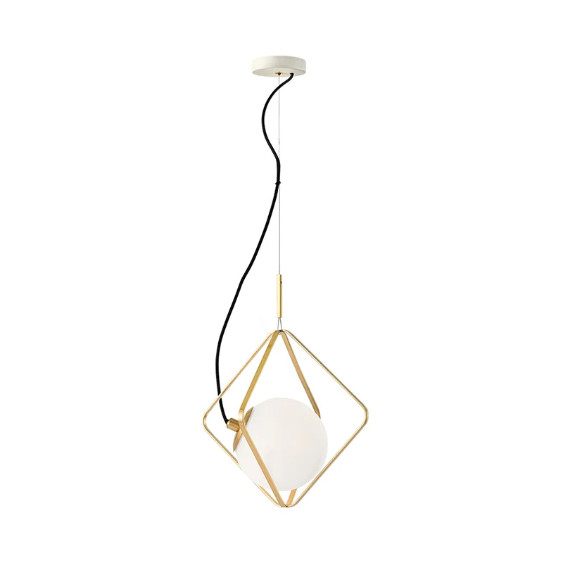 Globe plafondverlichting modern melkachtig glas 1 kop gouden hangende hanglamp, 10"/13" breed Clearhalo