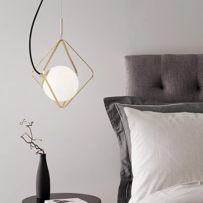 Globe plafondverlichting modern melkachtig glas 1 kop gouden hangende hanglamp, 10"/13" breed Clearhalo