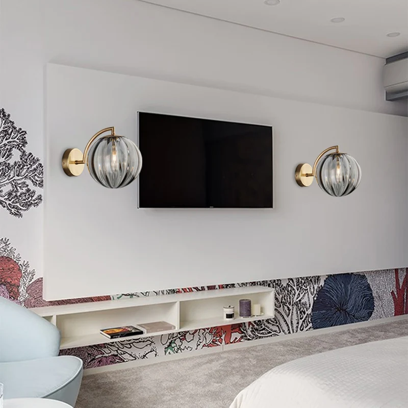 Globe Smoke Grijs/Amber/Blauw Waterglas Blaker Kolonialisme 1 Lamp Woonkamer Wandlamp Clearhalo