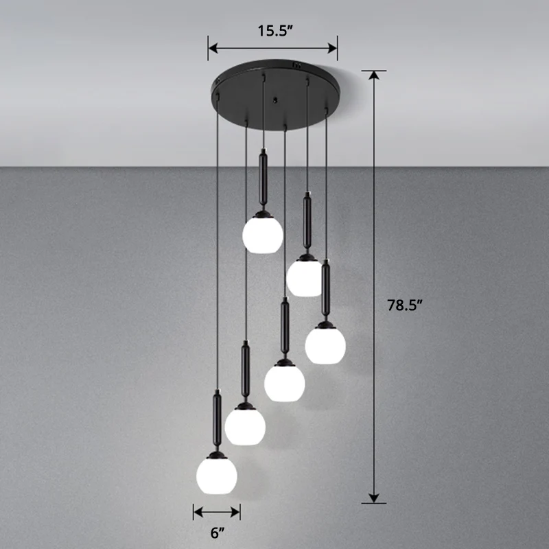 Globe Stairs Multi Lamp Plafondlamp Crème Glas Moderne Hanglamp Clearhalo