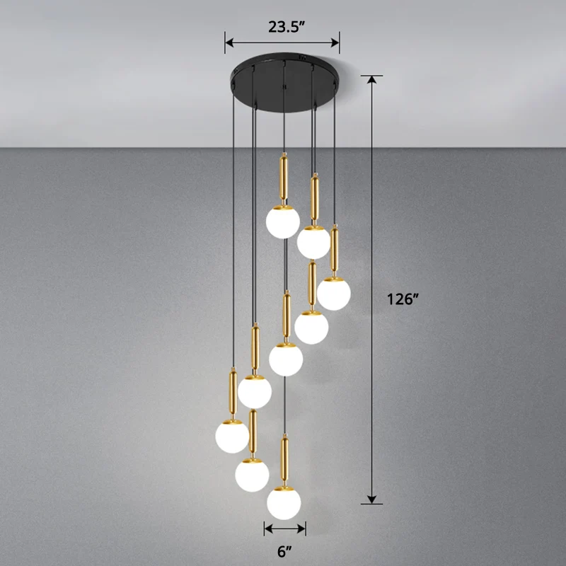 Globe Stairs Multi Lamp Plafondlamp Crème Glas Moderne Hanglamp Clearhalo