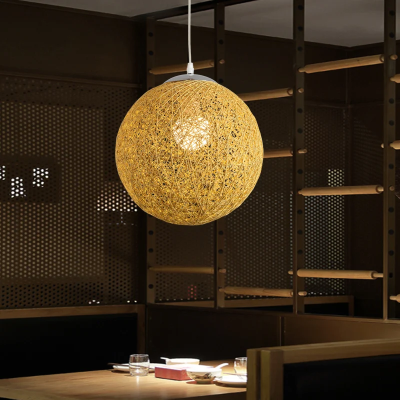 Globe Suspension Light Simplicity Bamboe 1-lichts Tea Room hanglamp hout Clearhalo