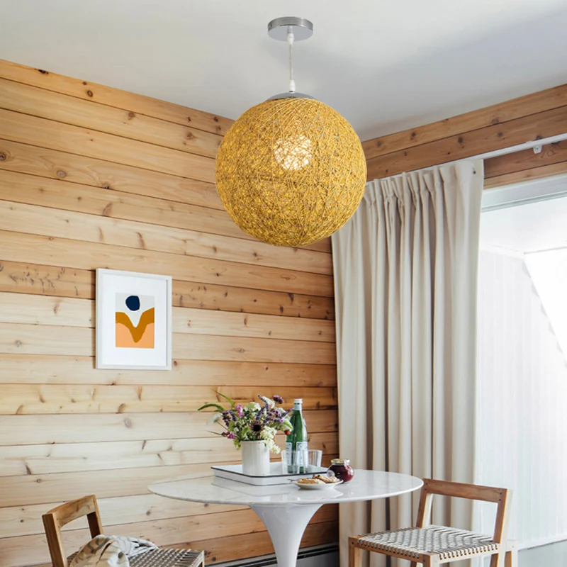 Globe Suspension Light Simplicity Bamboe 1-lichts Tea Room hanglamp hout Clearhalo