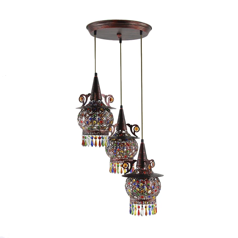 Globe Woonkamer Cluster Hanger Decoratief Metaal 3 Lichten Koper Hangend Plafondlamp Clearhalo