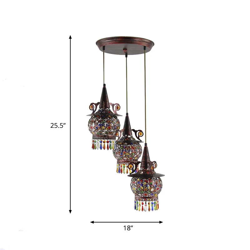 Globe Woonkamer Cluster Hanger Decoratief Metaal 3 Lichten Koper Hangend Plafondlamp Clearhalo