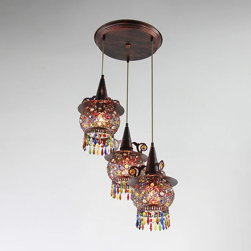 Globe Woonkamer Cluster Hanger Decoratief Metaal 3 Lichten Koper Hangend Plafondlamp Clearhalo