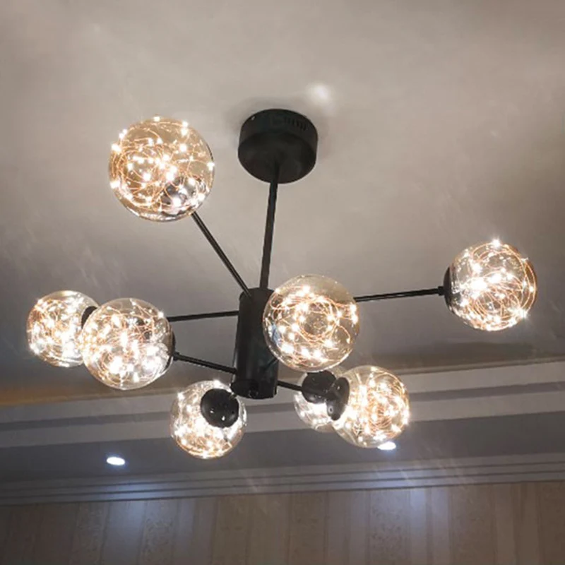 Globe Woonkamer LED Kroonluchter Licht Helder Glas Moderne Stijl Hanglamp Clearhalo