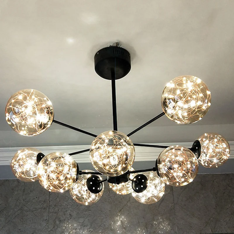 Globe Woonkamer LED Kroonluchter Licht Helder Glas Moderne Stijl Hanglamp Clearhalo