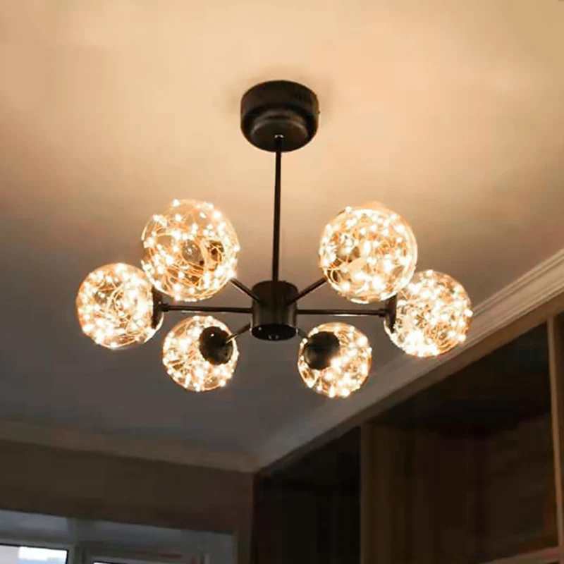 Globe Woonkamer LED Kroonluchter Licht Helder Glas Moderne Stijl Hanglamp Clearhalo