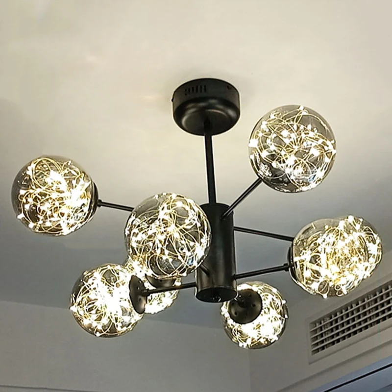 Globe Woonkamer LED Kroonluchter Licht Helder Glas Moderne Stijl Hanglamp Clearhalo