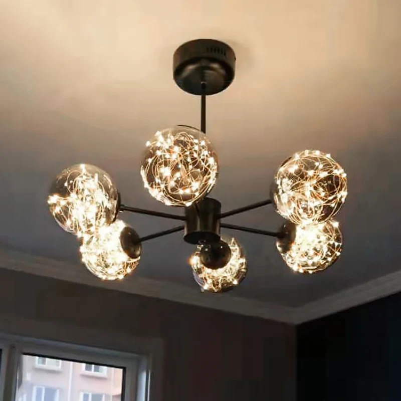 Globe Woonkamer LED Kroonluchter Licht Helder Glas Moderne Stijl Hanglamp Clearhalo
