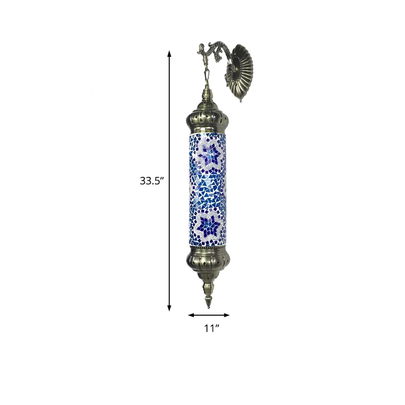 1 gloeilamp cilinder schanslamp retro rood/geel/blauw glazen wandverlichtingsarmatuur met metalen arm voor woonkamer Clear...