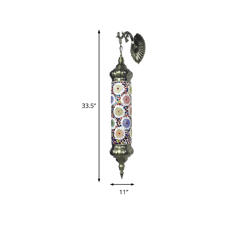 1 gloeilamp cilinder schanslamp retro rood/geel/blauw glazen wandverlichtingsarmatuur met metalen arm voor woonkamer Clear...