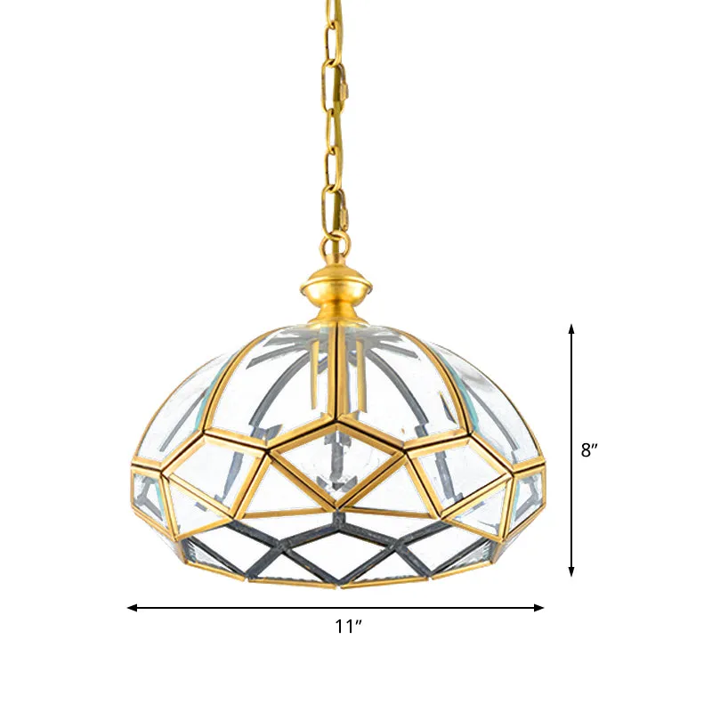 Gold Multifaceted Drop Lamp Modern 1 Light Clear Glass Ceiling Pendant Dining Room Clearhalo