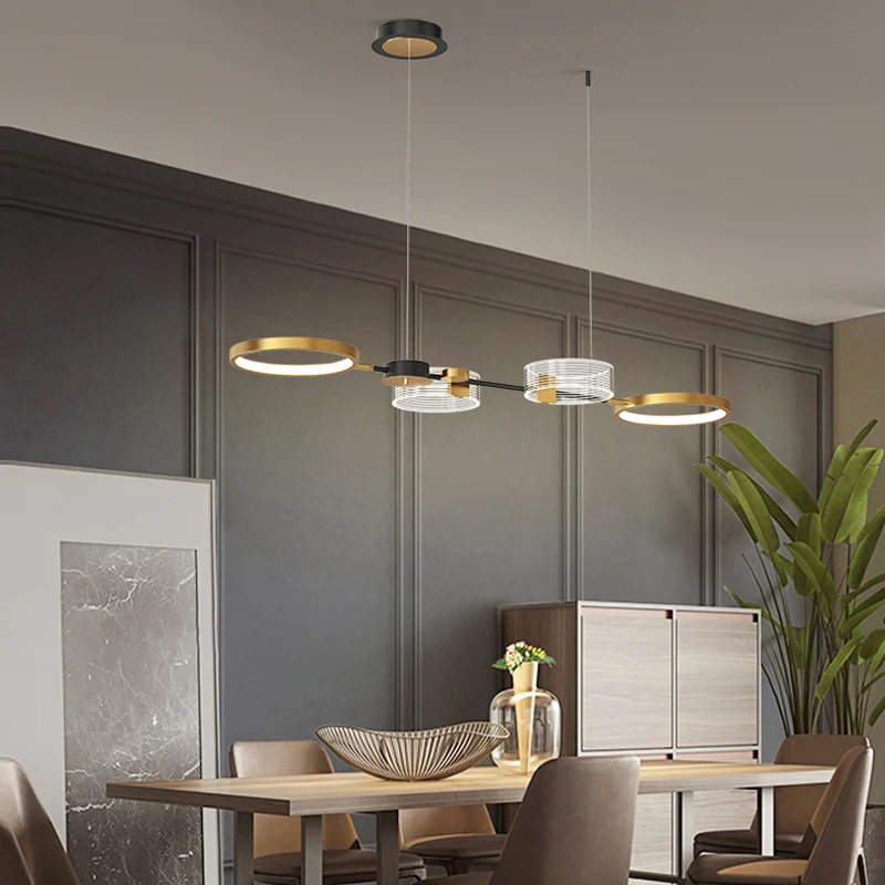 Gold Ring Island-lichtarmatuur Artistieke metalen LED-plafondhanglamp voor eetkamer Clearhalo