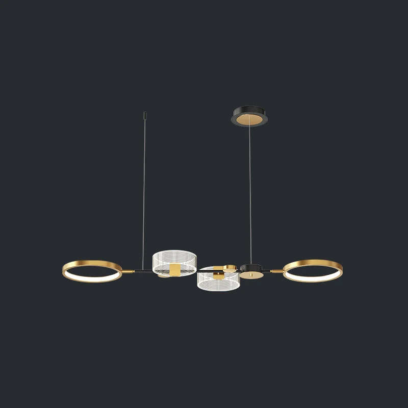 Gold Ring Island-lichtarmatuur Artistieke metalen LED-plafondhanglamp voor eetkamer Clearhalo