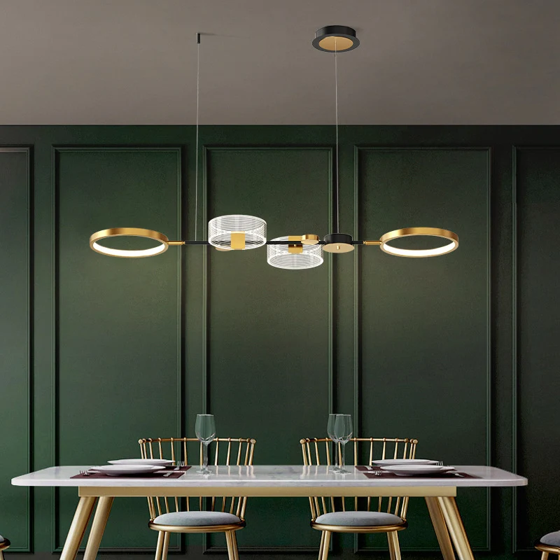 Gold Ring Island-lichtarmatuur Artistieke metalen LED-plafondhanglamp voor eetkamer Clearhalo
