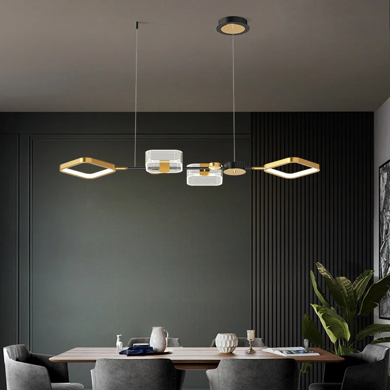 Gold Ring Island-lichtarmatuur Artistieke metalen LED-plafondhanglamp voor eetkamer Clearhalo