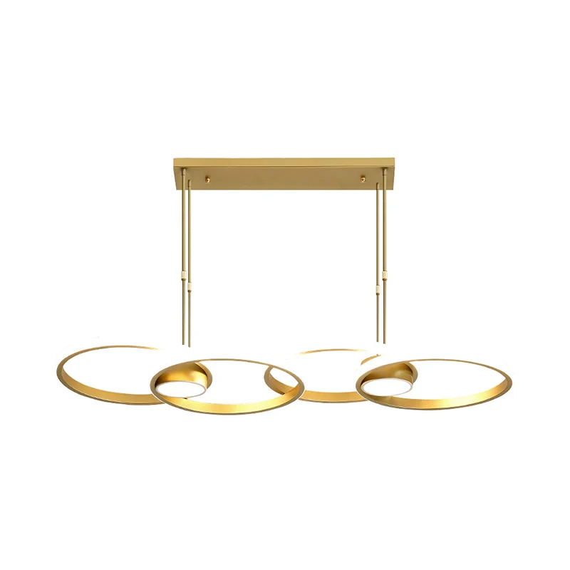 Gold Ring Island-verlichtingsarmatuur, postmoderne metalen LED-hanglampset, warm/wit licht Clearhalo