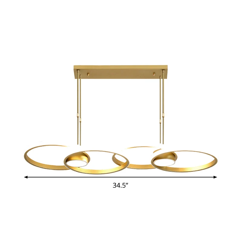 Gold Ring Island-verlichtingsarmatuur, postmoderne metalen LED-hanglampset, warm/wit licht Clearhalo