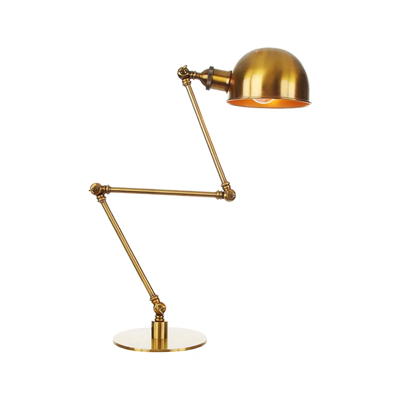 Golden Bowl Shade Tafellamp Industrieel Stijlvol 4"/8,5" W 1 Lichtmetalen tafelverlichting met verstelbare arm Clearhalo