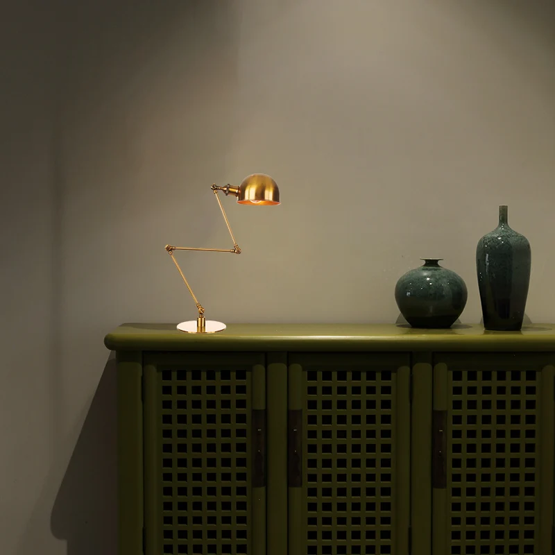Golden Bowl Shade Tafellamp Industrieel Stijlvol 4"/8,5" W 1 Lichtmetalen tafelverlichting met verstelbare arm Clearhalo