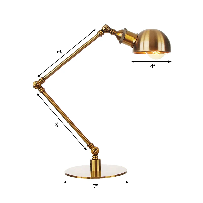 Golden Bowl Shade Tafellamp Industrieel Stijlvol 4"/8,5" W 1 Lichtmetalen tafelverlichting met verstelbare arm Clearhalo