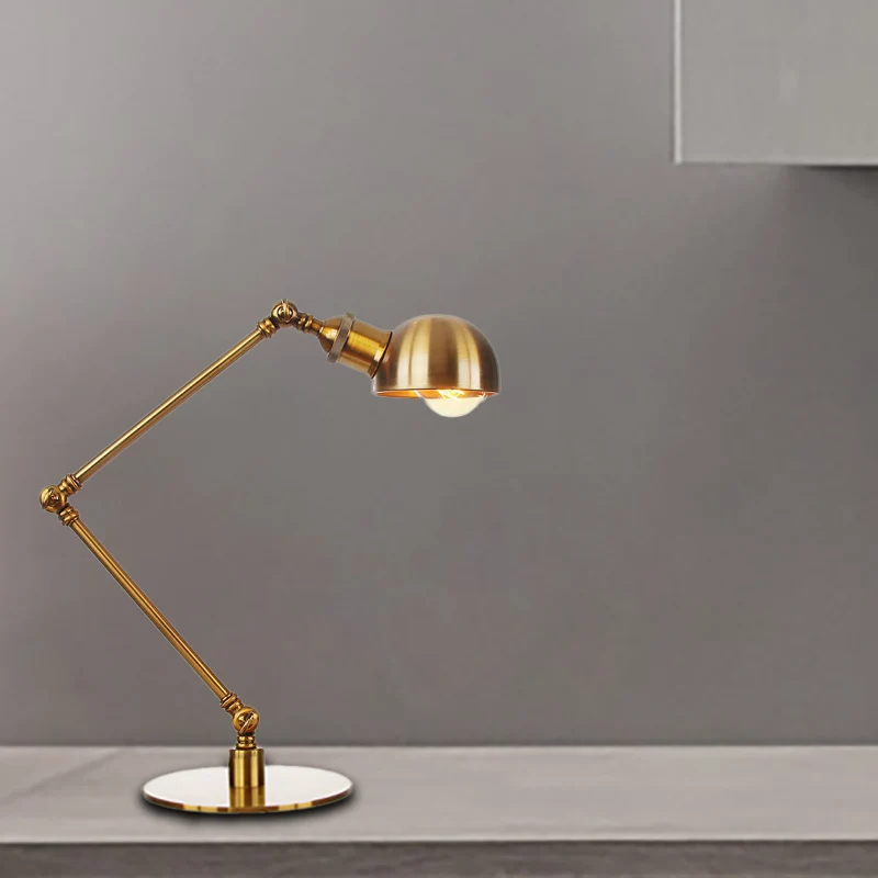 Golden Bowl Shade Tafellamp Industrieel Stijlvol 4"/8,5" W 1 Lichtmetalen tafelverlichting met verstelbare arm Clearhalo