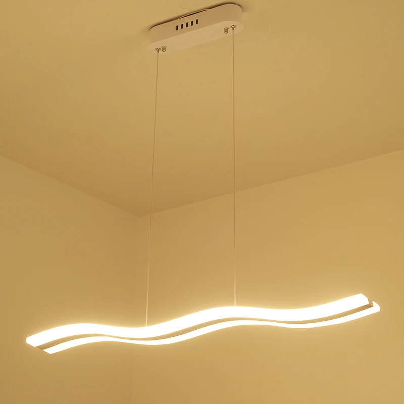 Golfvormige eilandhanglamp Artistieke LED acryl restaurant hanglamp wit Clearhalo