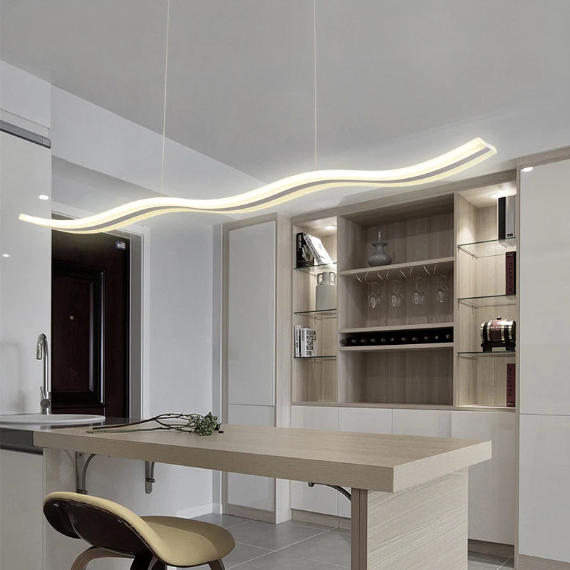 Golfvormige eilandhanglamp Artistieke LED acryl restaurant hanglamp wit Clearhalo