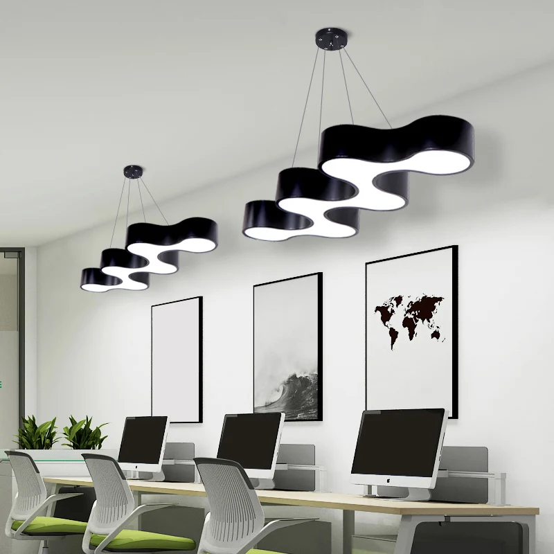 Golfvormige LED-hanglamp Moderne acryl vergaderruimte kroonluchterverlichting Clearhalo