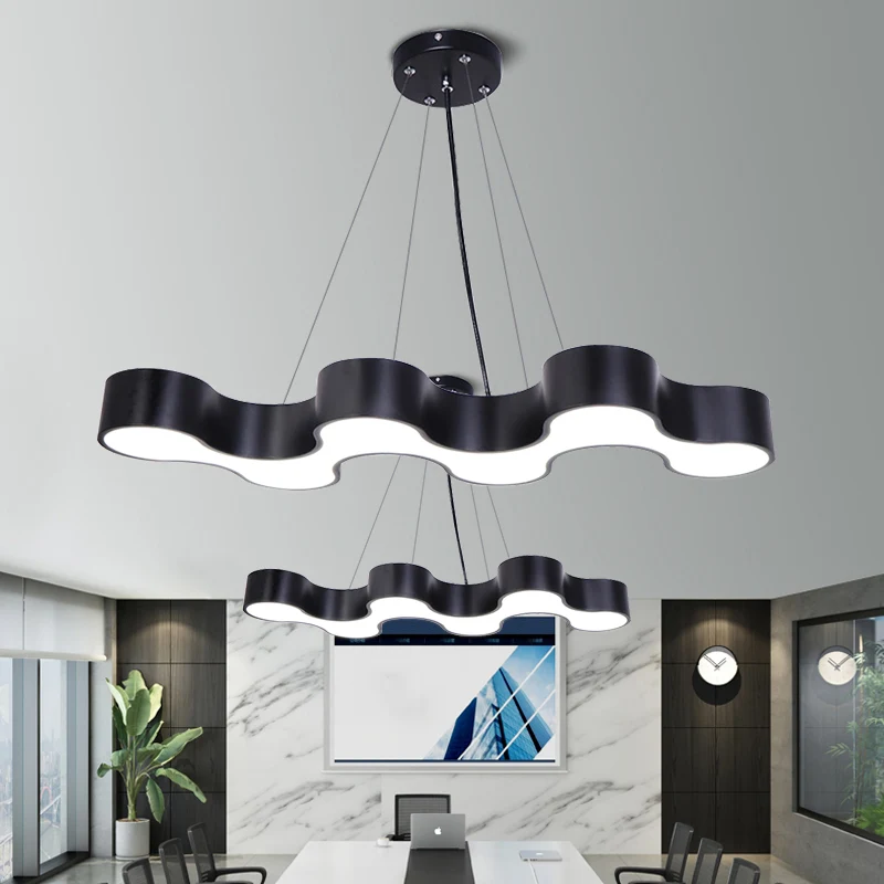 Golfvormige LED-hanglamp Moderne acryl vergaderruimte kroonluchterverlichting Clearhalo