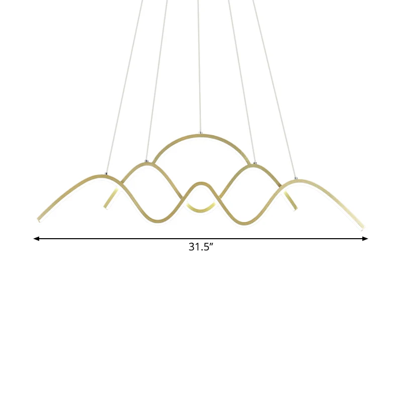 Golvende eilandverlichtingsideeën Modernistisch metallic gouden plafondophangarmatuur warm/wit licht Clearhalo