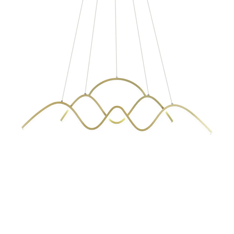 Golvende eilandverlichtingsideeën Modernistisch metallic gouden plafondophangarmatuur warm/wit licht Clearhalo