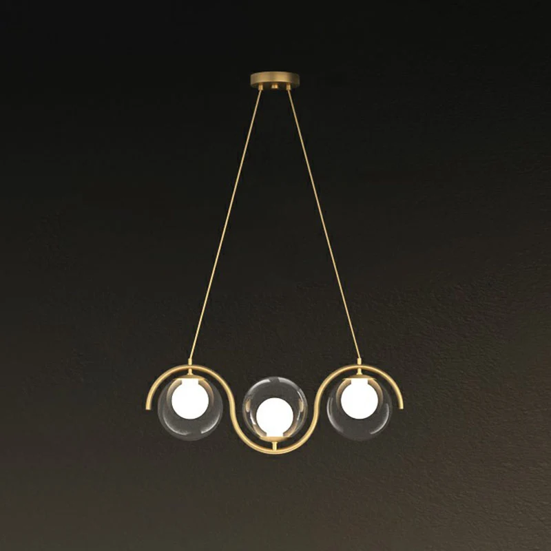 Golvende metallic eilandlamp, postmoderne hanglamp met bolvormige glazen kap Clearhalo