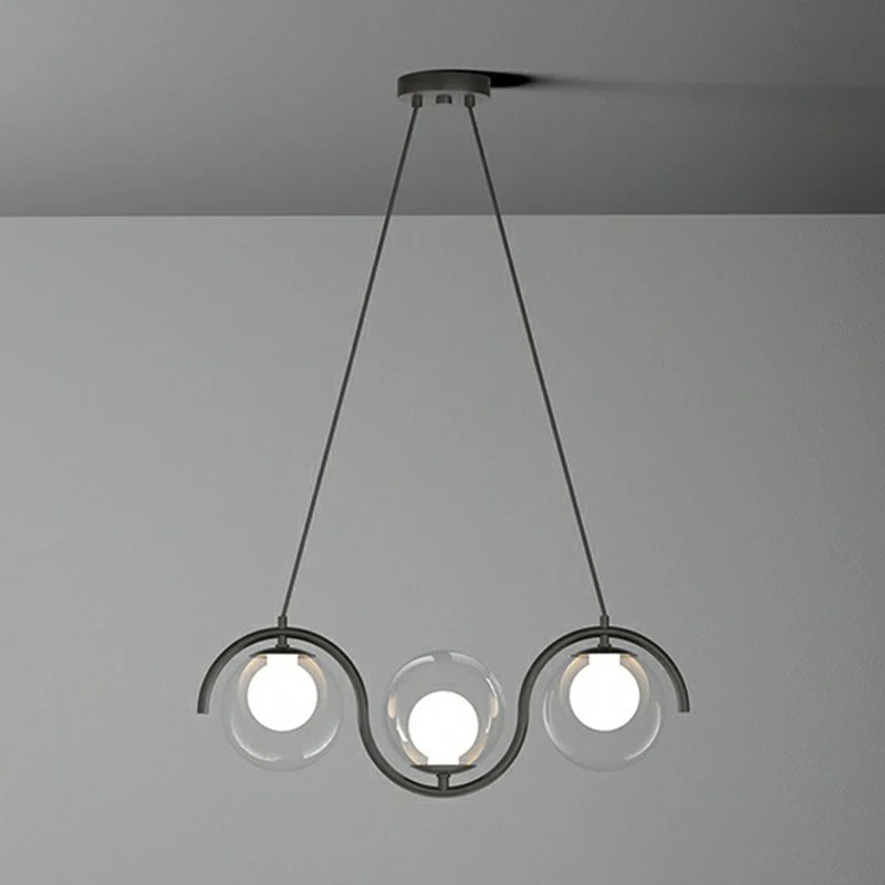 Golvende metallic eilandlamp, postmoderne hanglamp met bolvormige glazen kap Clearhalo