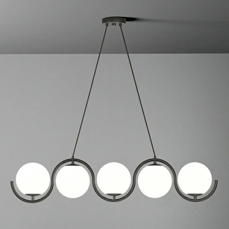 Golvende metallic eilandlamp, postmoderne hanglamp met bolvormige glazen kap Clearhalo